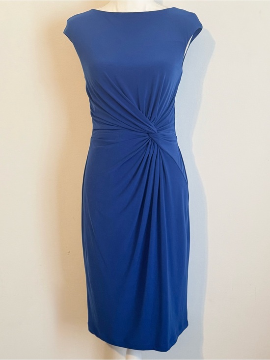 Lauren Ralph Lauren Dresses & Skirts - Lauren Ralph Lauren Blue Ruched Twist Sheath Dress Size 8 Midi Career Cocktail